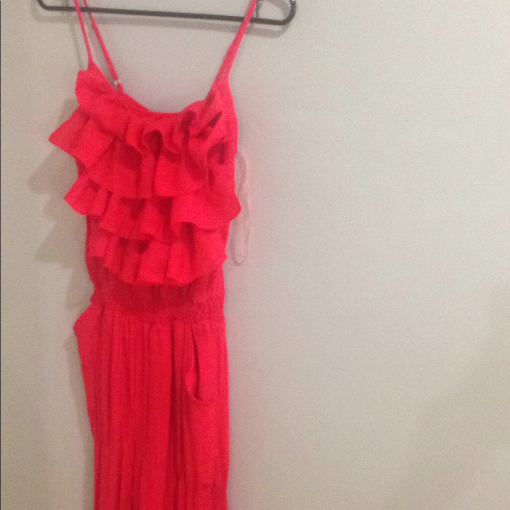 Red Ruffled Jumpsuit - Picture 2 of 2